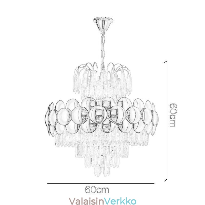 Kristalliriippuvalaisin galvanoitu kultainen luksus koristeellinen kattovalaisin 60cm
