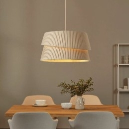 Pendant Light ranskalainen kermanvärinen kaksikerroksinen kangas lampunvarjostin kattovalaisin