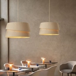 Pendant Light ranskalainen kermanvärinen kaksikerroksinen kangas lampunvarjostin kattovalaisin