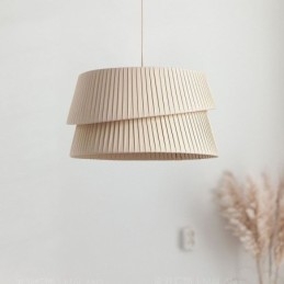 Pendant Light ranskalainen kermanvärinen kaksikerroksinen kangas lampunvarjostin kattovalaisin