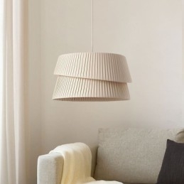 Pendant Light ranskalainen kermanvärinen kaksikerroksinen kangas lampunvarjostin kattovalaisin