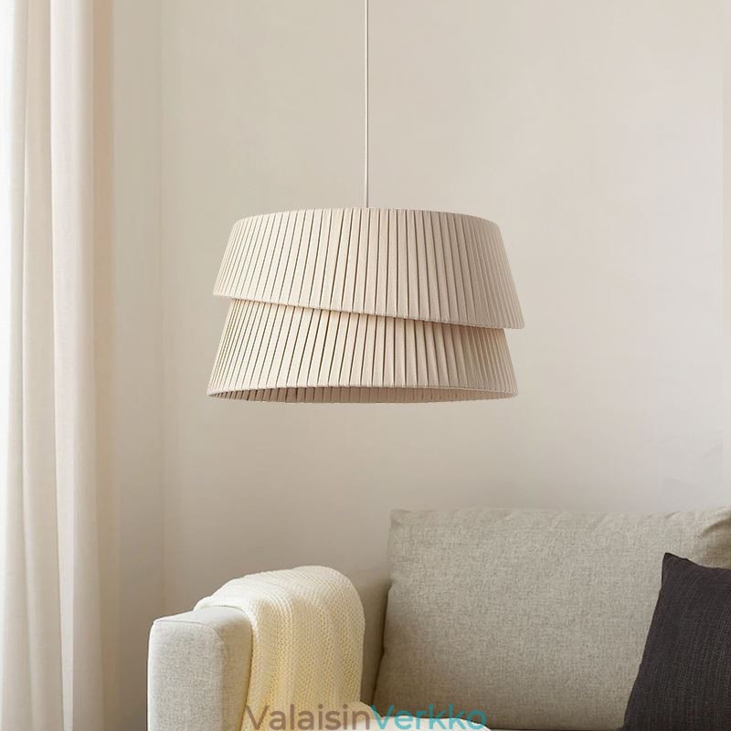 Pendant Light ranskalainen kermanvärinen kaksikerroksinen kangas lampunvarjostin kattovalaisin