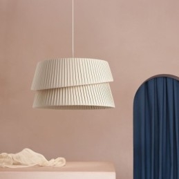 Pendant Light ranskalainen kermanvärinen kaksikerroksinen kangas lampunvarjostin kattovalaisin