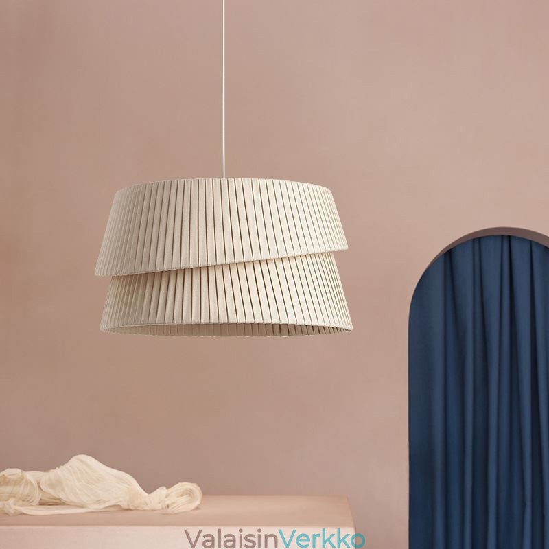 Pendant Light ranskalainen kermanvärinen kaksikerroksinen kangas lampunvarjostin kattovalaisin