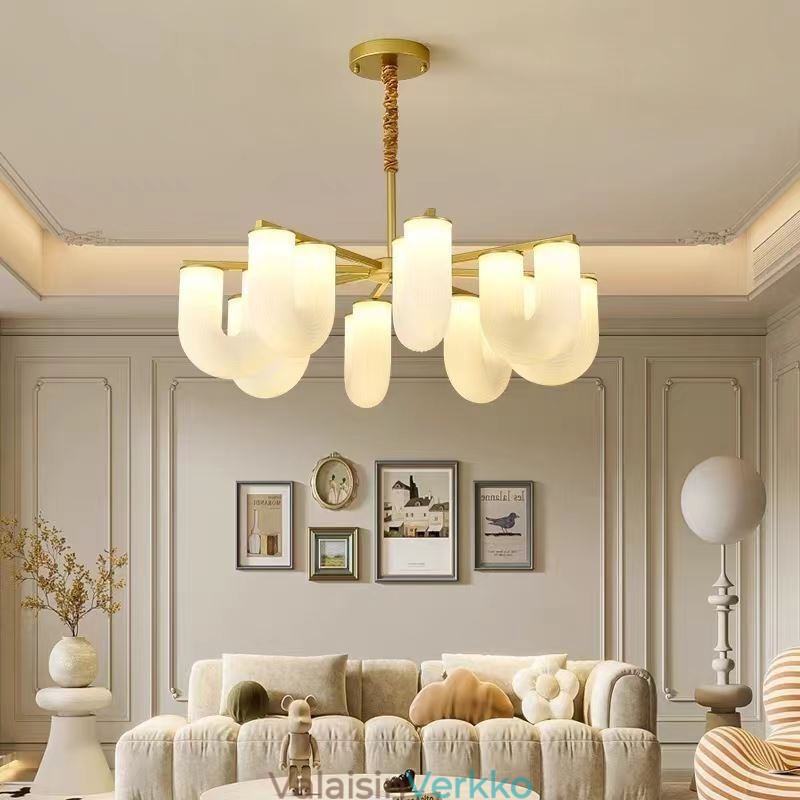 U-muotoinen kattokruunu ranskalainen kermanvärinen riippuvalaisin