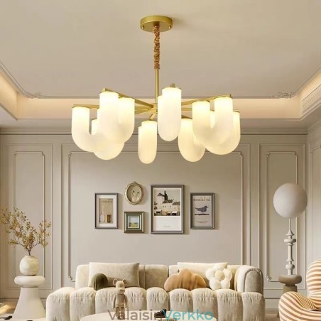 U-muotoinen kattokruunu ranskalainen kermanvärinen riippuvalaisin