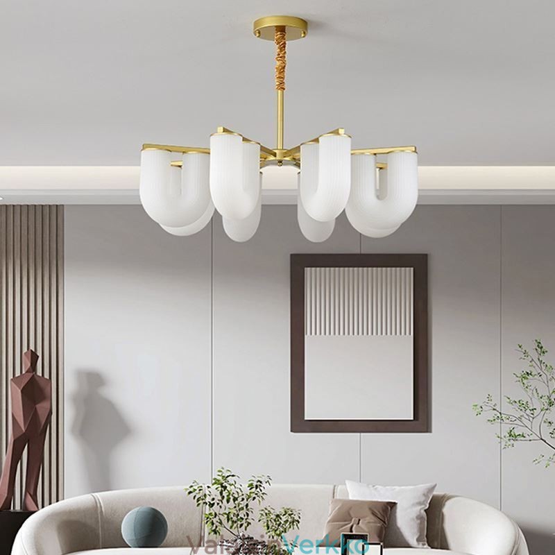 U-muotoinen kattokruunu ranskalainen kermanvärinen riippuvalaisin