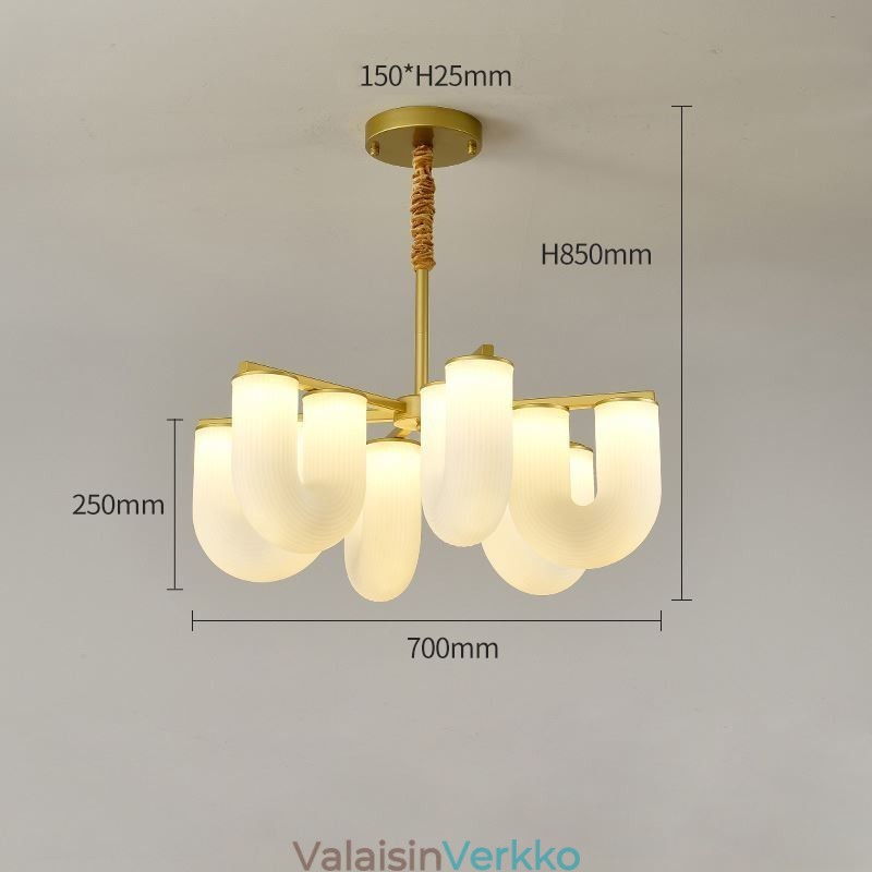 U-muotoinen kattokruunu ranskalainen kermanvärinen riippuvalaisin