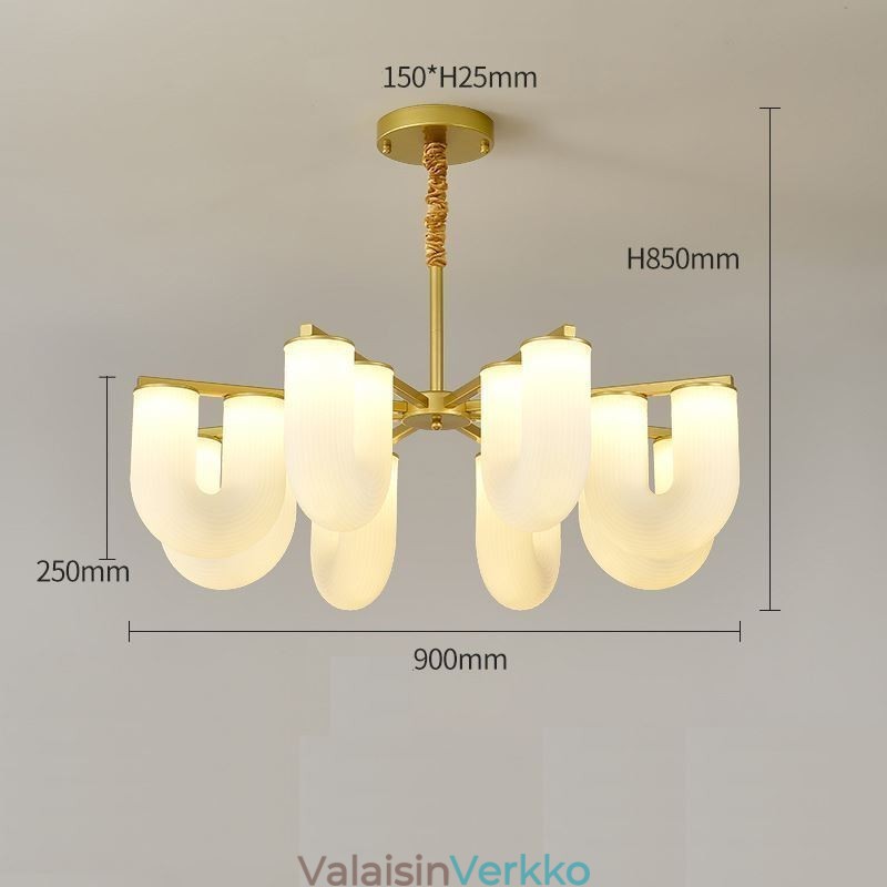 U-muotoinen kattokruunu ranskalainen kermanvärinen riippuvalaisin