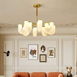 U-muotoinen kattokruunu ranskalainen kermanvärinen riippuvalaisin