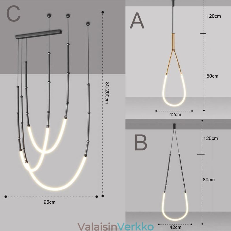 Riippuvalaisin Creative Line Bamboo Ceiling Light Black Gold