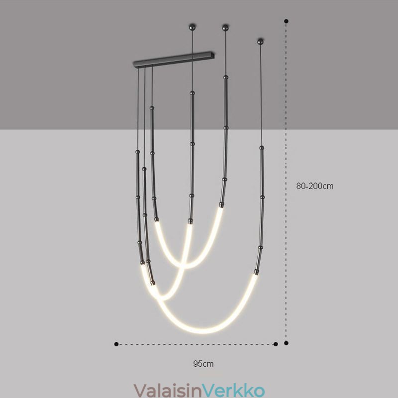 Riippuvalaisin Creative Line Bamboo Ceiling Light Black Gold