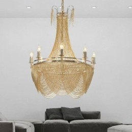 Alumiiniketjuriippuvalaisin Creative Light Luxury Tupsu koristeellinen vaalea kultainen hopea