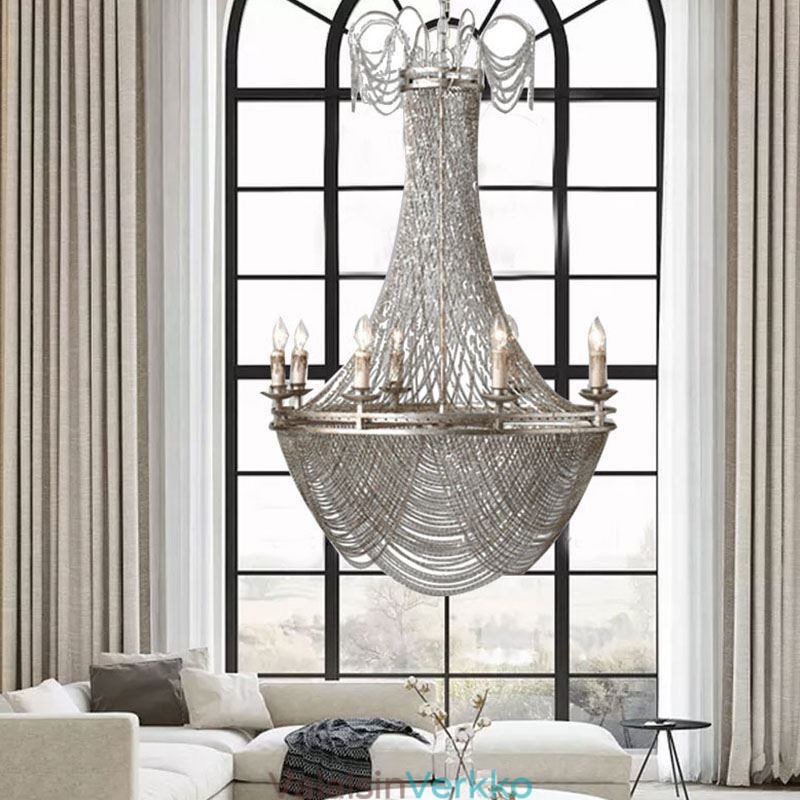 Alumiiniketjuriippuvalaisin Creative Light Luxury Tupsu koristeellinen vaalea kultainen hopea