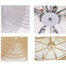 Alumiiniketjuriippuvalaisin Creative Light Luxury Tupsu koristeellinen vaalea kultainen hopea