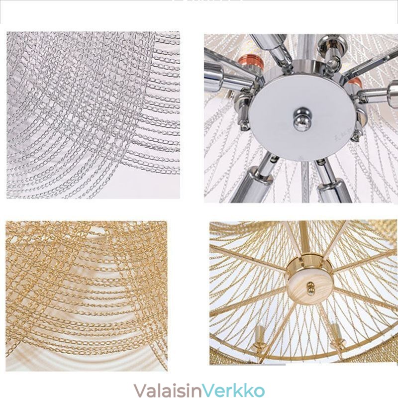 Alumiiniketjuriippuvalaisin Creative Light Luxury Tupsu koristeellinen vaalea kultainen hopea