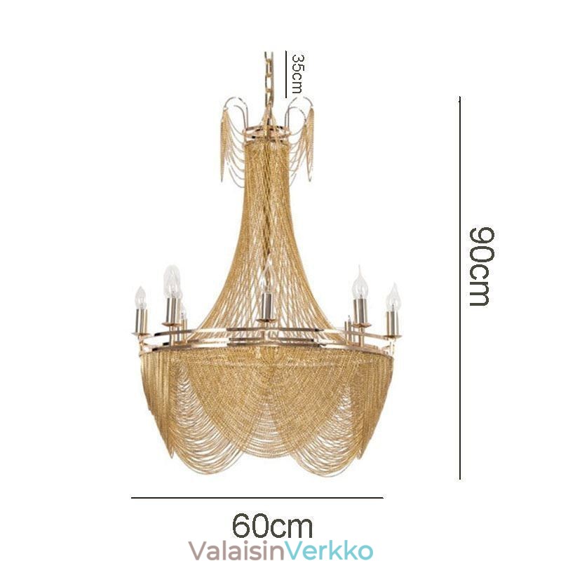 Alumiiniketjuriippuvalaisin Creative Light Luxury Tupsu koristeellinen vaalea kultainen hopea