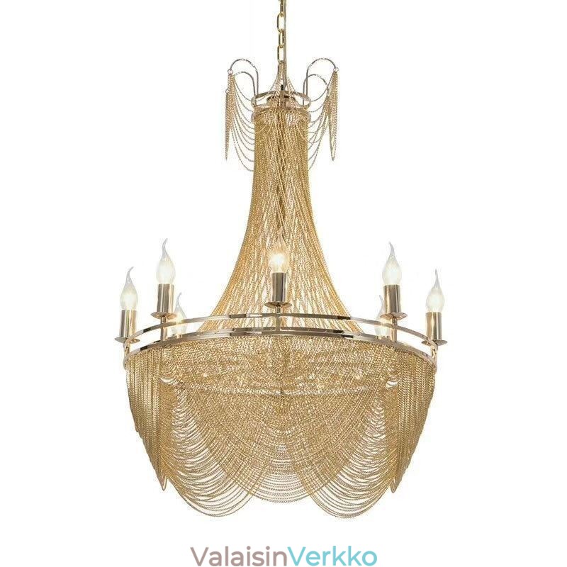 Alumiiniketjuriippuvalaisin Creative Light Luxury Tupsu koristeellinen vaalea kultainen hopea