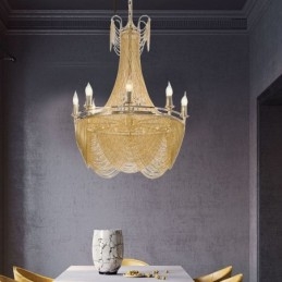 Alumiiniketjuriippuvalaisin Creative Light Luxury Tupsu koristeellinen vaalea kultainen hopea