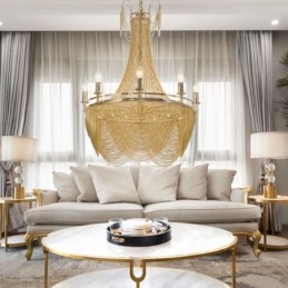 Alumiiniketjuriippuvalaisin Creative Light Luxury Tupsu koristeellinen vaalea kultainen hopea