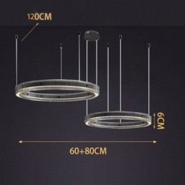Riippuvalaisin 60+80cm kaksinkertainen lasikattovalaisin portaaton himmennettävä kaukosäätimellä