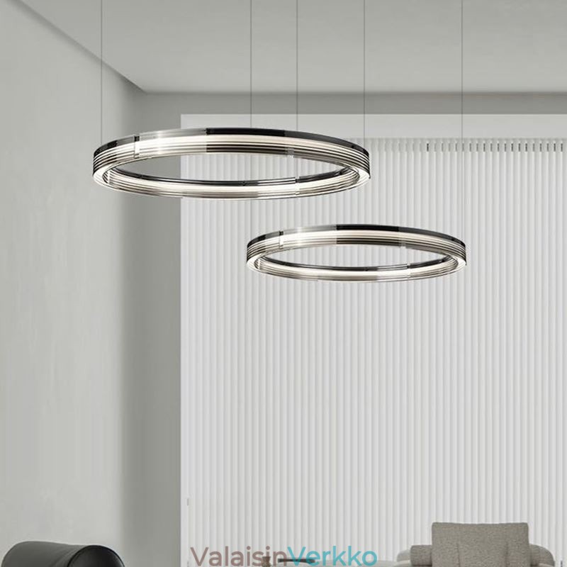 Lasikattovalaisin 60+80cm pyöreä koristelu Kaksinkertainen ympyrä riippuvalaisin kolmivärinen himmennys
