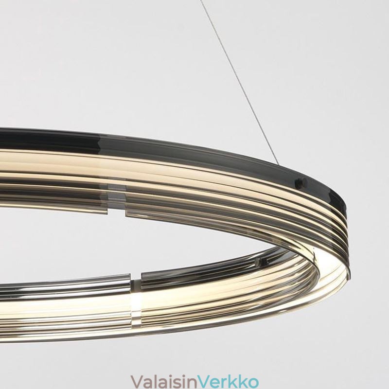 Lasikattovalaisin 60+80cm pyöreä koristelu Kaksinkertainen ympyrä riippuvalaisin kolmivärinen himmennys