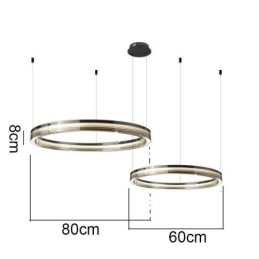 Lasikattovalaisin 60+80cm pyöreä koristelu Kaksinkertainen ympyrä riippuvalaisin kolmivärinen himmennys