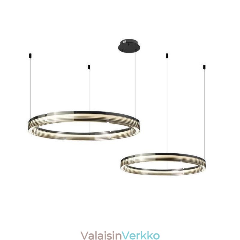 Lasikattovalaisin 60+80cm pyöreä koristelu Kaksinkertainen ympyrä riippuvalaisin kolmivärinen himmennys