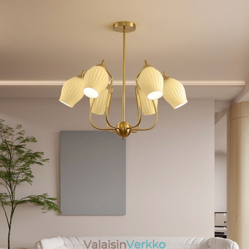 Pohjoismainen riippuvalaisin Luova takorautakupari Natural Color Stamen kattovalaisin
