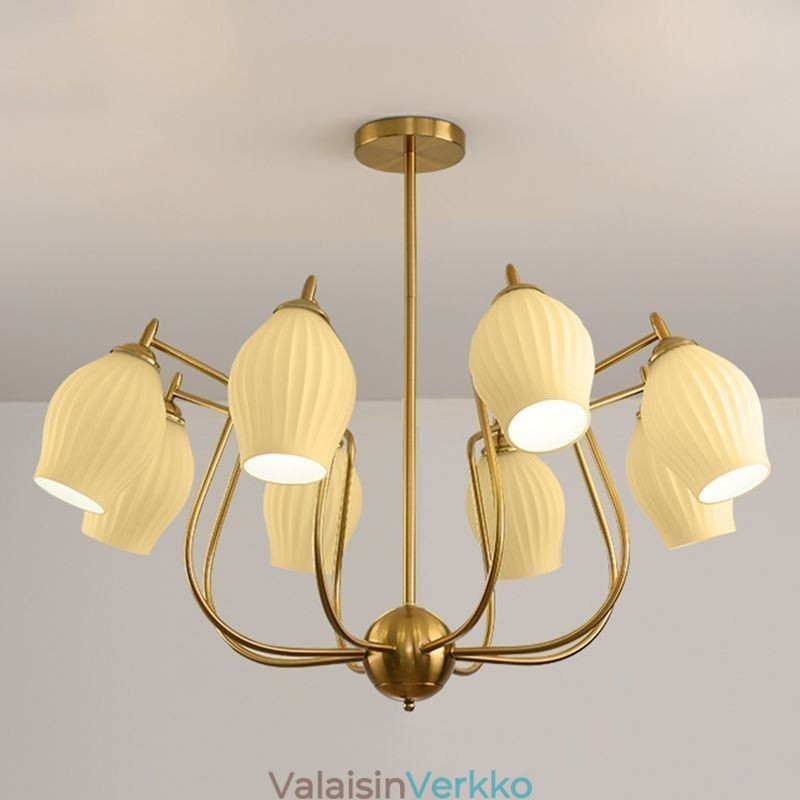 Pohjoismainen riippuvalaisin Luova takorautakupari Natural Color Stamen kattovalaisin