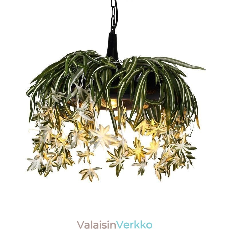 Kotiin riippuvalaisin Teollisuustyylinen tekokasveilla koristeltu kattokruunu