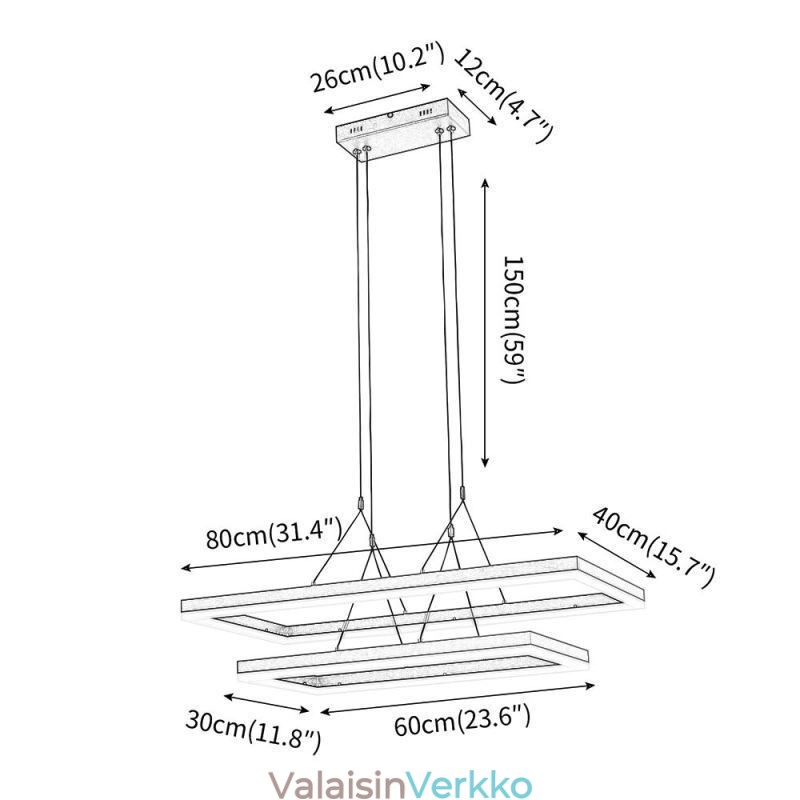 Moderni runko riippuvalaisin akryylimusta kattokruunu