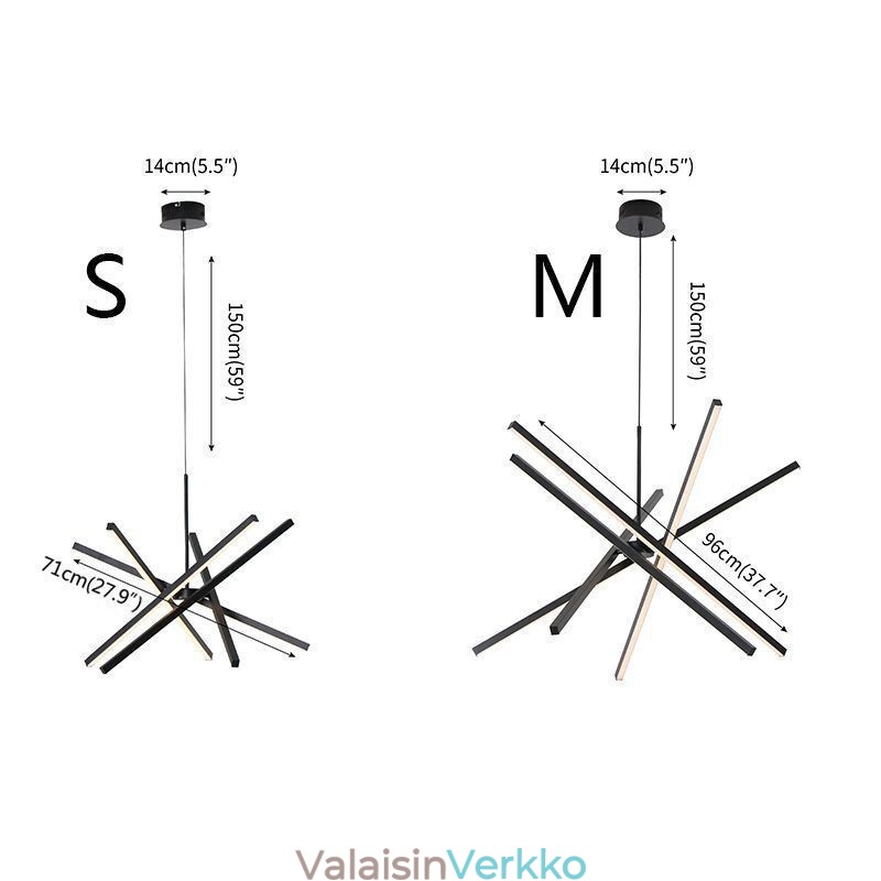Moderni riippuvalaisin himmennettävä musta nauhallinen kattovalaisin