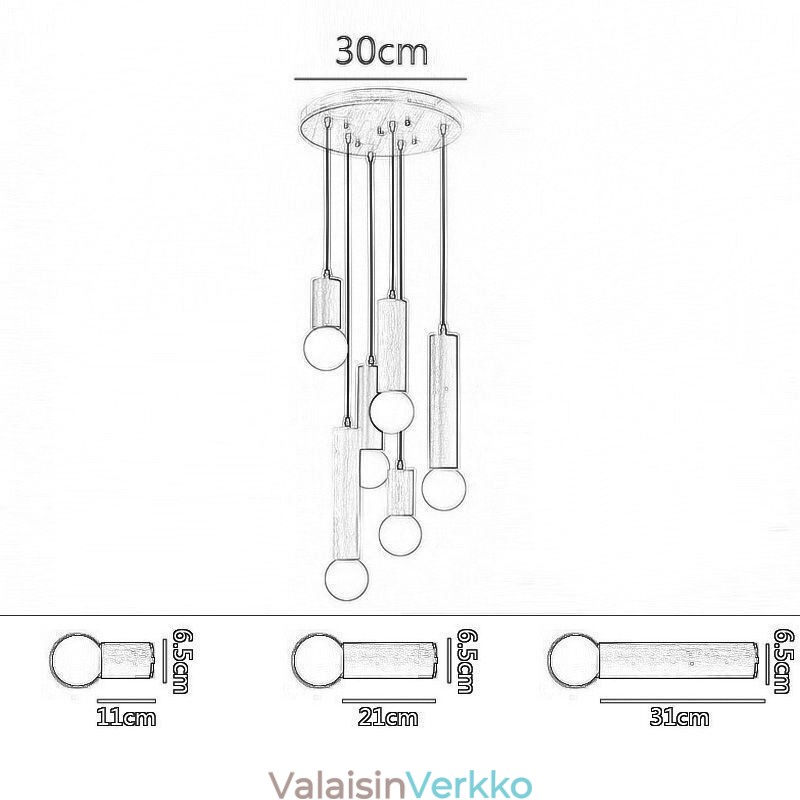 Japanilainen puinen riippuvalaisin 6 valoa riippuvalaisin