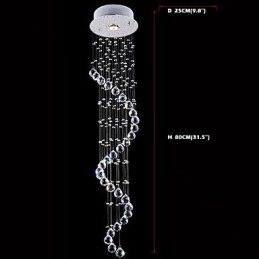 Kristalliriippuvalaisinkruunu valaistus 1 valot hopea katos kirkas K9 Crystal Helix kattovalaisimet H80CM