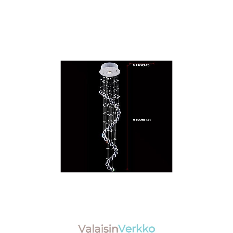 Kristalliriippuvalaisinkruunu valaistus 1 valot hopea katos kirkas K9 Crystal Helix kattovalaisimet H80CM