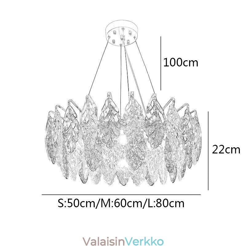 Eurooppalainen Iron Pendant Light Creative Glass Leaf kattokruunu