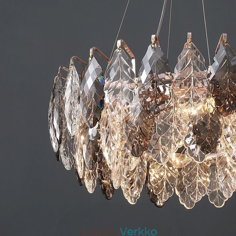 Eurooppalainen Iron Pendant Light Creative Glass Leaf kattokruunu