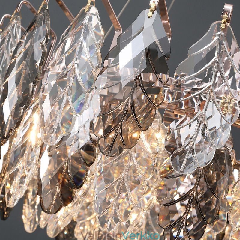 Eurooppalainen Iron Pendant Light Creative Glass Leaf kattokruunu