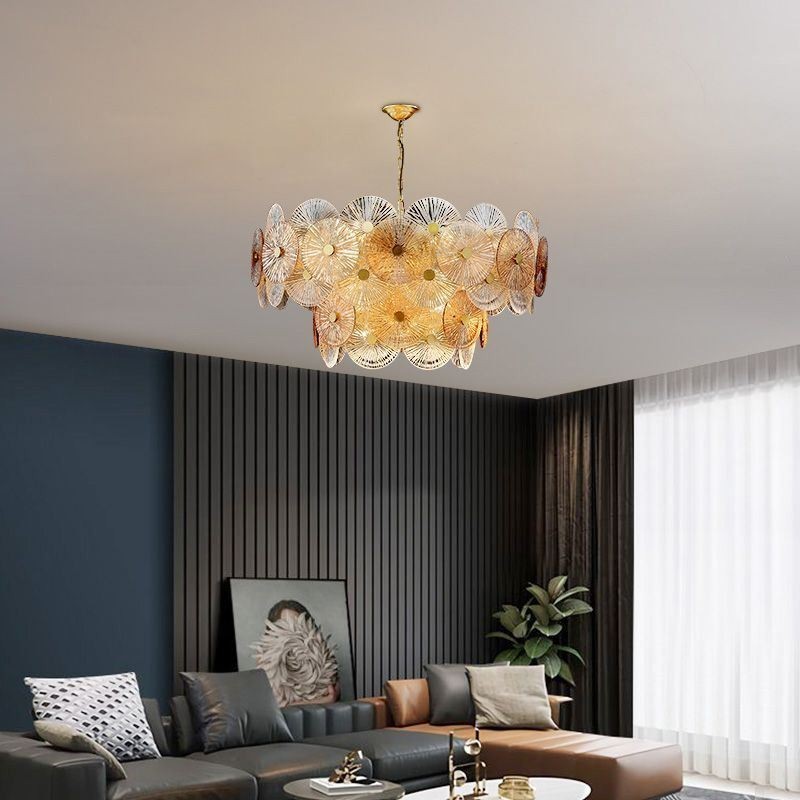 Moderni Spark Disc Kattokruunu Ilotulitus Lasi Riippuvalaisin Home Deco Valaistus