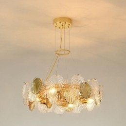 Modernit Shell Glass -kattokruunuvalot ruokailutila