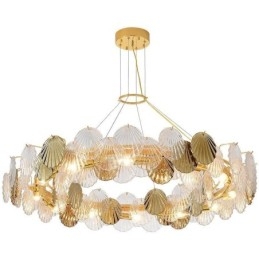 Modernit Shell Glass -kattokruunuvalot ruokailutila