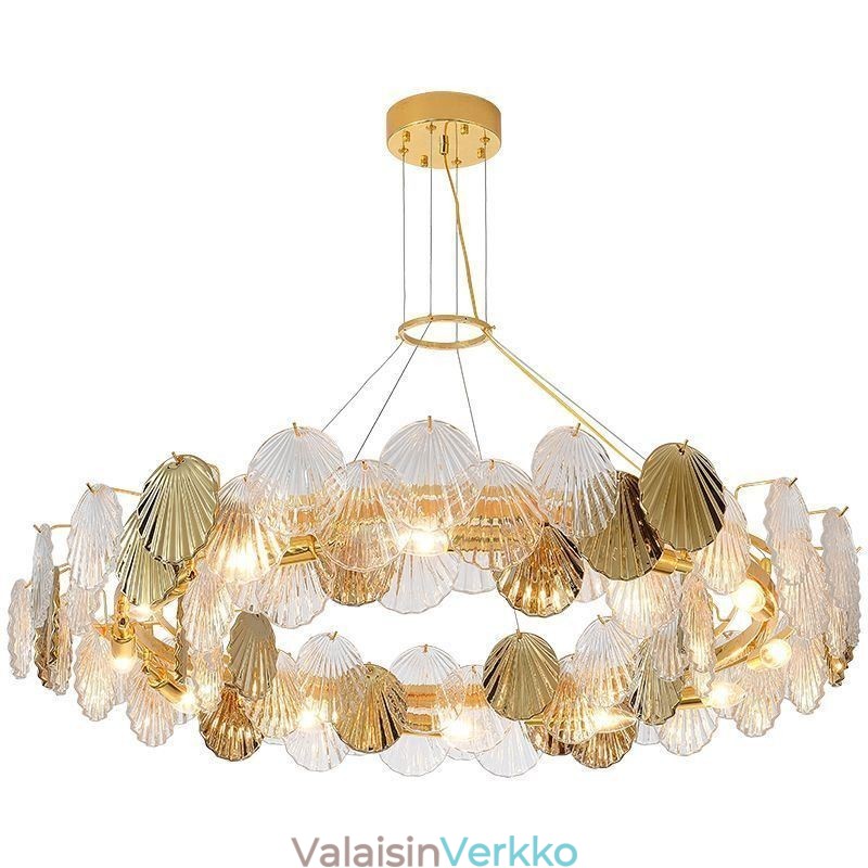 Modernit Shell Glass -kattokruunuvalot ruokailutila