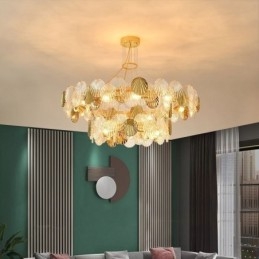 Modernit Shell Glass -kattokruunuvalot ruokailutila