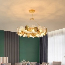 Modernit Shell Glass -kattokruunuvalot ruokailutila