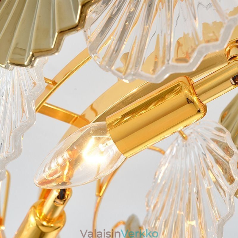 Modernit Shell Glass -kattokruunuvalot ruokailutila