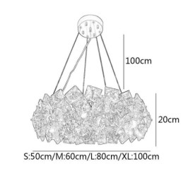 Vaalea ja ylellinen lasikattokruunu Moderni minimalistinen riippuvalaisin