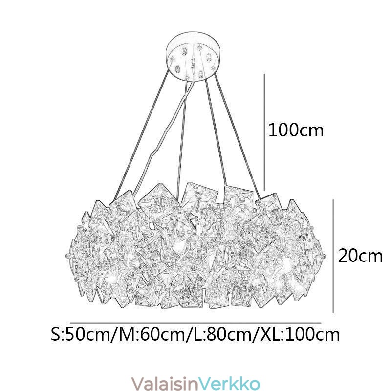 Vaalea ja ylellinen lasikattokruunu Moderni minimalistinen riippuvalaisin