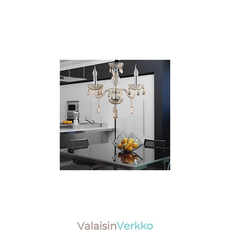 3 Valo Palatsin tyyliin lasikattokruunu ja kynttilälamppu